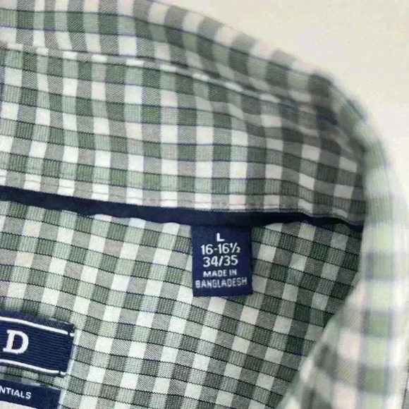 Izod Men’s Soft Wash Essentials Button Up Shirt Large 16/16.5 34/35 Green Plaid - Picture 4 of 11